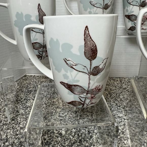 6 Corelle Coordinates Coffee Tea Porcelain Mugs Cups Brown Light Blue White - Picture 2 of 7